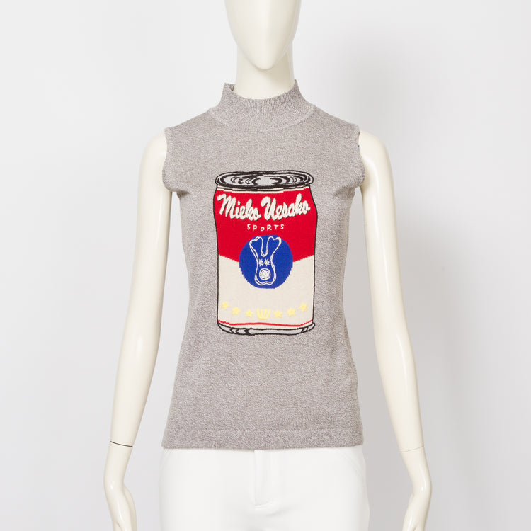 【超レア】muveil ストロベリーノースリーブ 美品☆MUVEIL チェリー柄 ノースリーブ ニット ベスト ネイビー