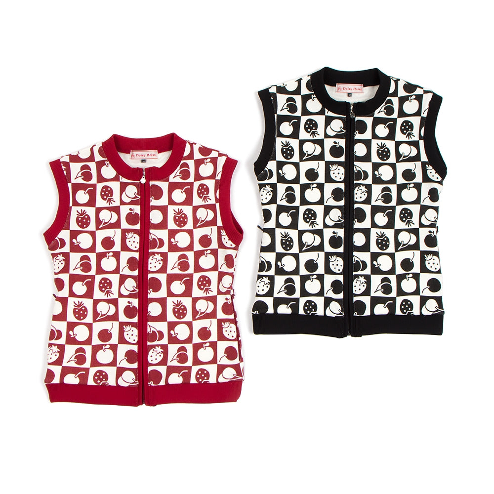 格子柄ジップアップベスト – Noisy Noisy by mieko uesako